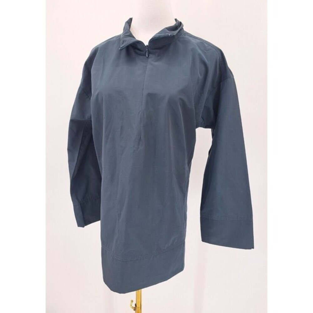 Eileen Fisher Womens Pullover Anorak Jacket Quarter 1/4 Zip Black Green Size XXS